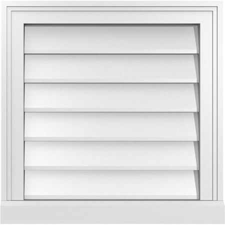 Ekena Millwork Vertical Surface Mount PVC Gable Vent w/ 2"W x 2"H , Brickmould Sill Frame, 20"W x 20"H GVPVE20X2003SN